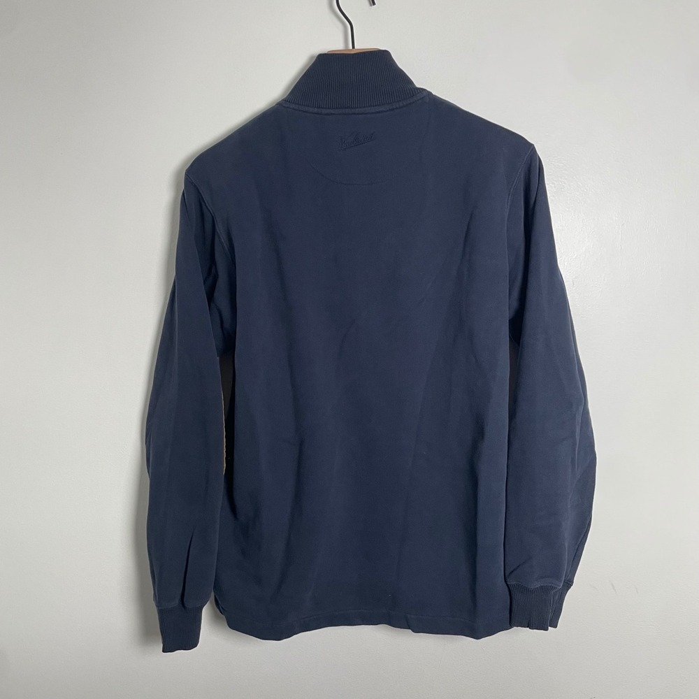 Woolrich Quarter Zip Pullover Mens S Navy Blue Elbow Patches Heritage Preppy - Picture 2 of 10
